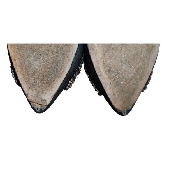 Tory Burch Black Sliver Rhinestone Bow Flats Women Size 8.5 M - Picture 13 of 14